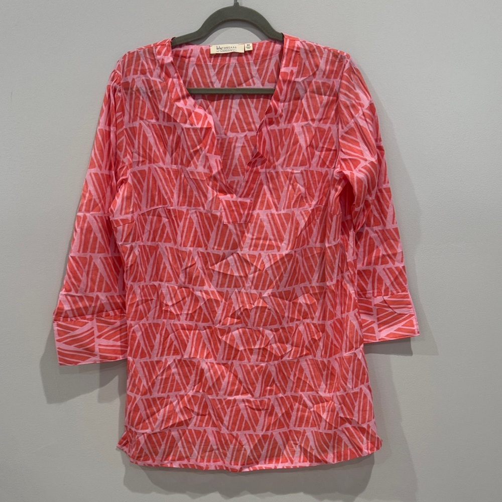Stylish Pink and Coral Geometric Women's Tunic